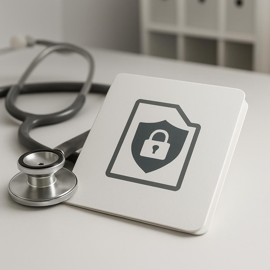 A modern, professional image symbolizing confidentiality, such as a secure lock, shield, or document with a privacy icon, in a medical or healthcare context.